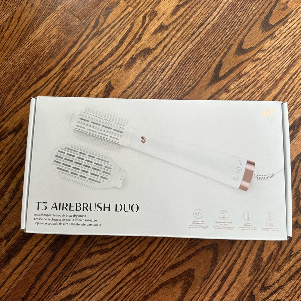 T3 Airebrush Duo - White and Rose Gold hot air brush styling tool blow dry NEW